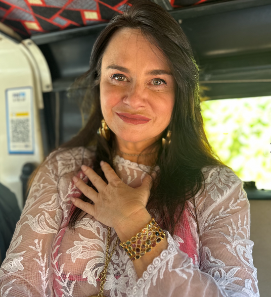 Jaipuri Gold Plated Mixed Tourmaline Mosaic Open Cuff