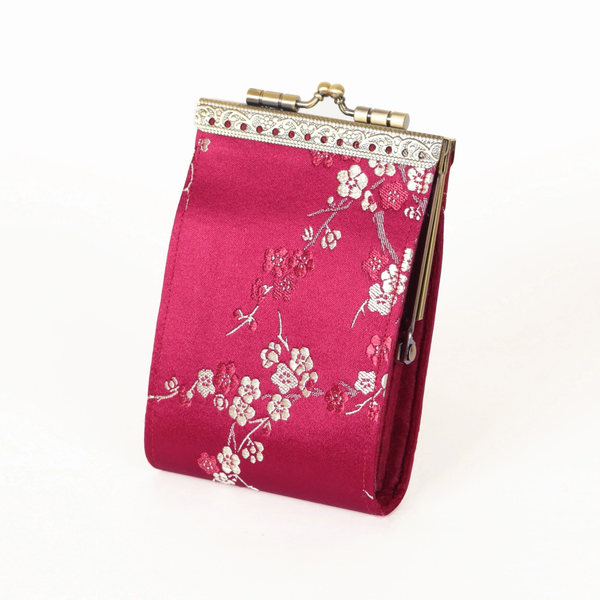 Card Holder Cherry Blossom - Wine Red