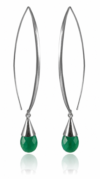 Aurora Glacier Threader Earrings Green Onyx