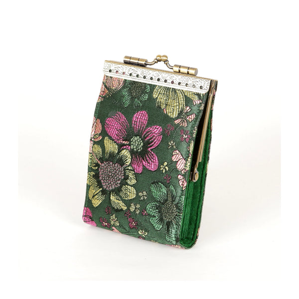 Green & Pink Floral Brocade RFID Card Holder