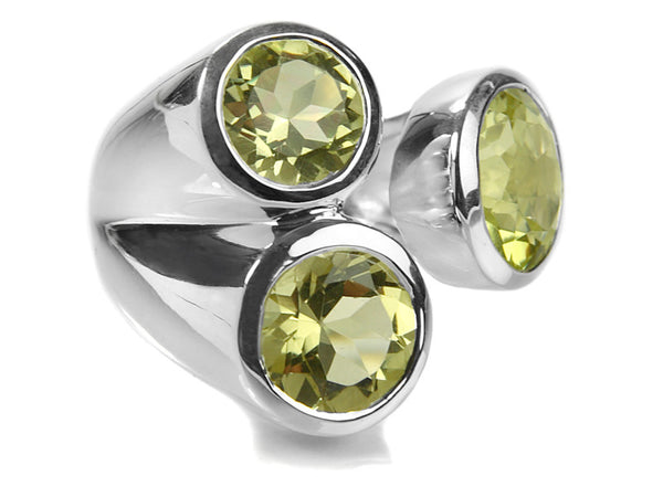 Three Stone Jaipuri Non-Connect Ring Lemon Topaz