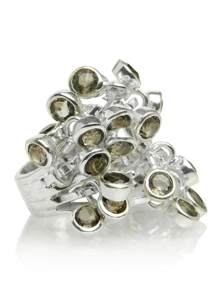 25 Stone Dangle Ring - Smokey Quartz