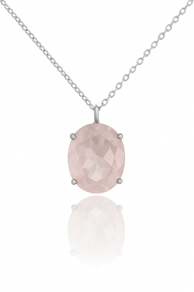 Jaipuri Stone Drop Necklace Rose Quartz