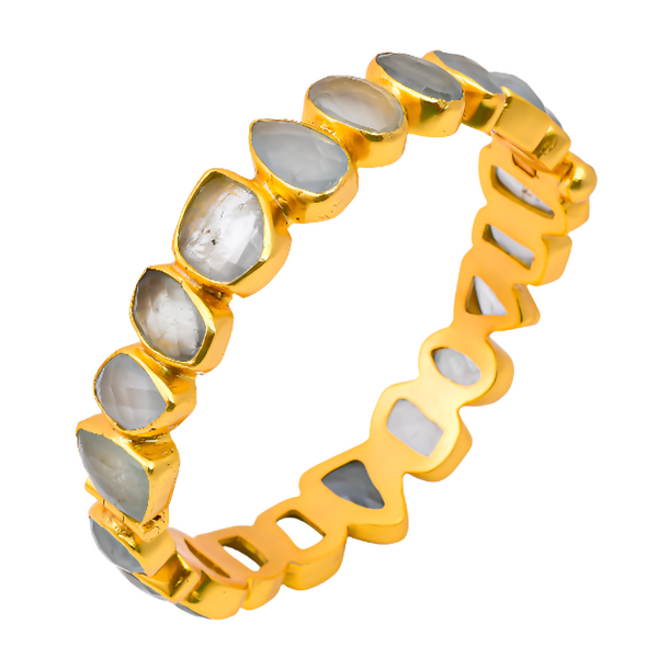 Single Lined Peacock Aquamarine Pin Bangle