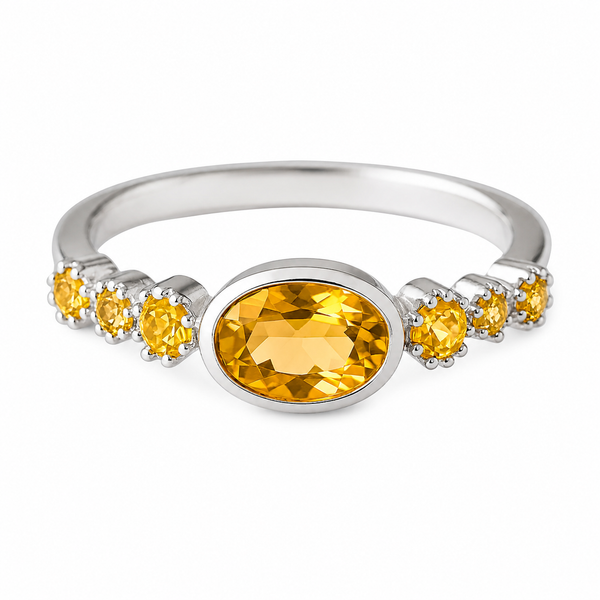Rani Oval Stackable Ring - Citrine