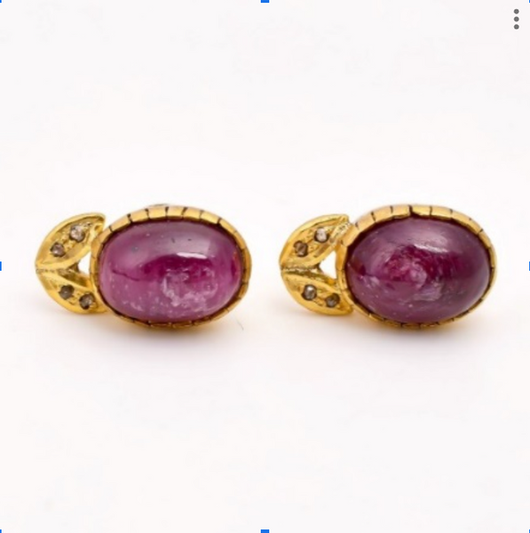 Gold Plated German Ladybug Ruby & Diamond Studs