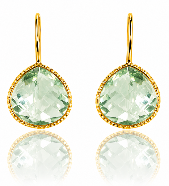 Gold Plated Peacock Drops Green Amethyst