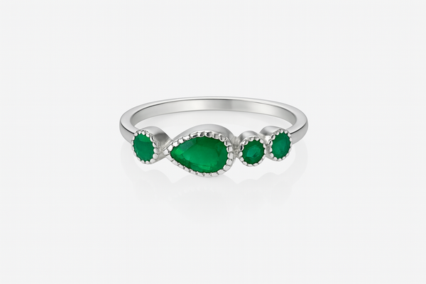 Rani Pear Stackable Band - Green Onyx