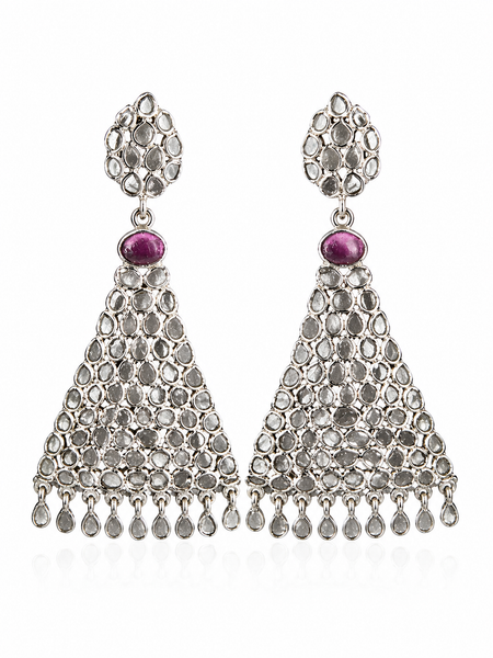 Jaipur Sliced Diamond Blush Tourmaline Cascade Earrings