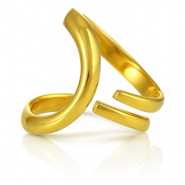 Gold Plated Bilbao Open Asymmetric Ring