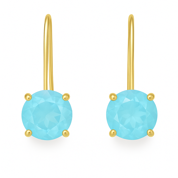 Gold Plated Aurora Ice Drop Earrings Aqua Chalcedony