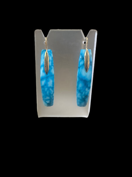 Gold Plated Art Deco Colosseum Vertical Drops Turquoise