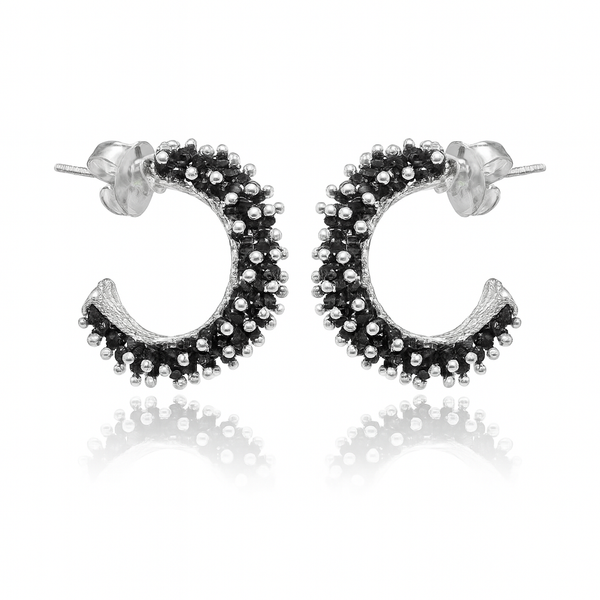 Coral Hoop Earrings Black Onyx