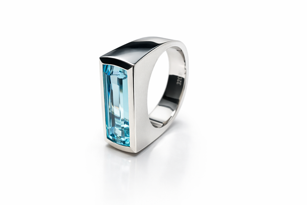 Icelandic Glacier Bar Ring Blue Topaz