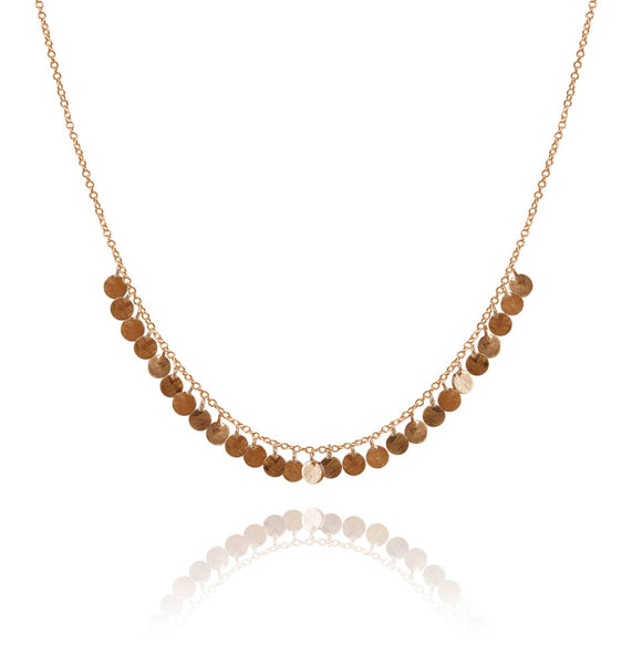 Rose Gold Plated Art Deco Mini Disc Necklace