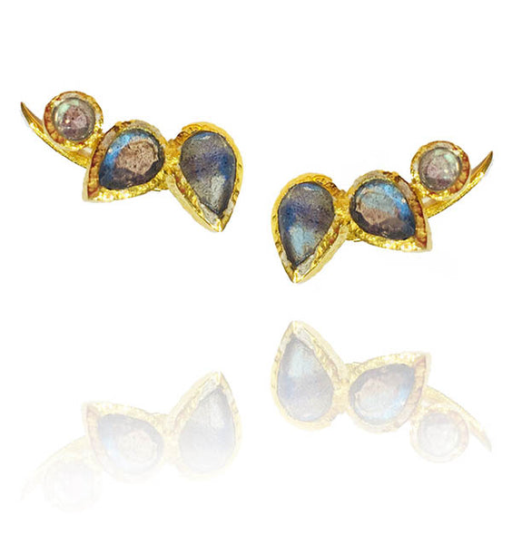 Peacock Climbing Earrings Labradorite