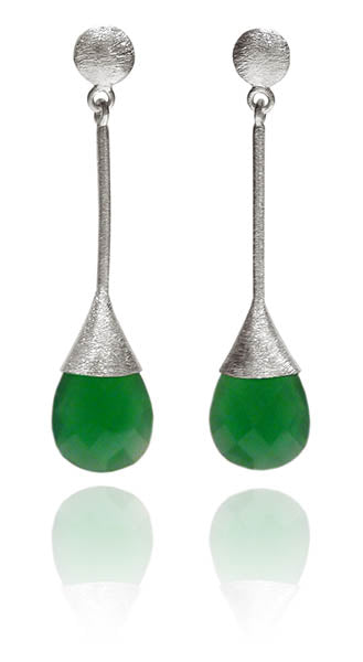 Indian Peacock Earrings Green Onyx