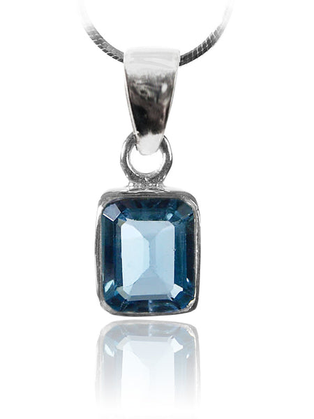 Small Rectangular Pendant Blue Topaz