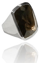 Large Capri Flat Square Cocktail Ring Smokey Quartz