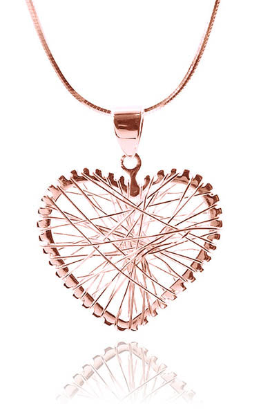 Rose Gold Plated Small Criss Cross Heart Pendant