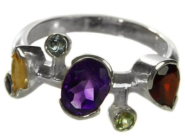 Six Stone Single Line Ring Mixed Stones