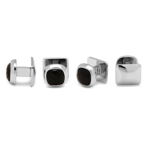 Faceterd Onyx Cushion Stud Set