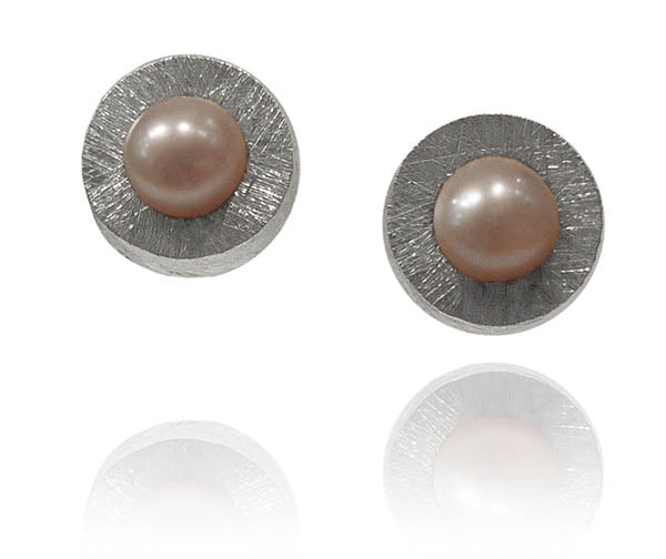 Capri Pearl Encased Framed Earrings Pink Pearl