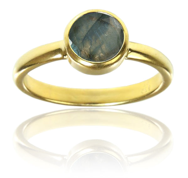 Gold Plated Stackable Jaipuri Circle Ring Labradorite 5