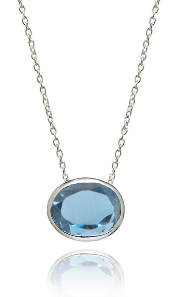 Floating Oval Pietra Necklace Blue Topaz