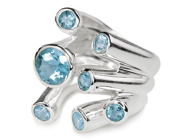 Desert Print Ring Blue Topaz