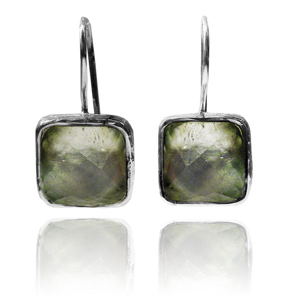 Capri Large Square Earrings Green Amethyst