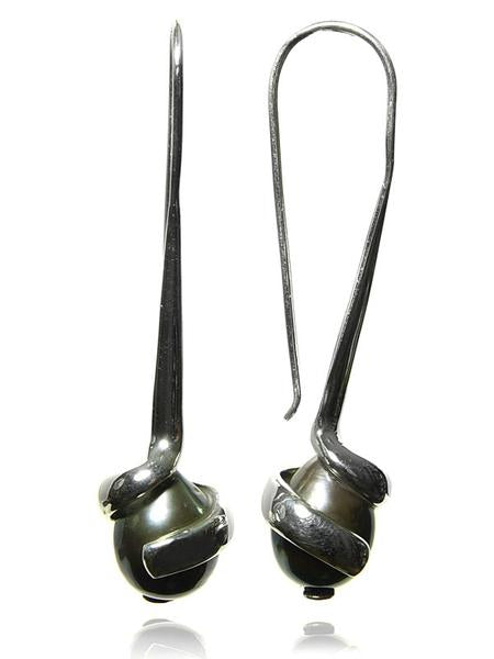 Pearl Wrap Earrings Grey Pearl