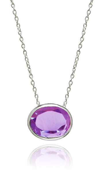 Floating Oval Pietra Necklace Amethyst