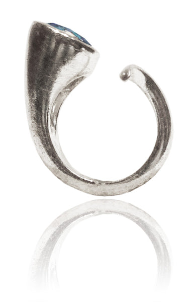 Brushed Sumatra Snake Ring Blue Topaz