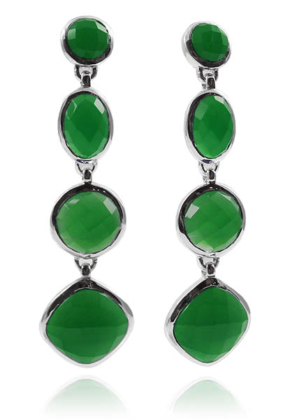 Four Geometric Drop Earring Green Onyx