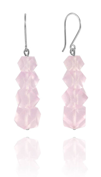 Four Stone Glacier Drop Earrings Rose Quartz