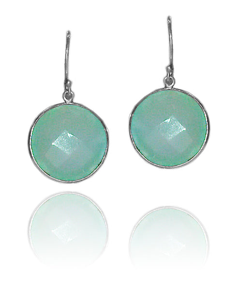 Large Capri Circle Earrings Aqua Chalcedony