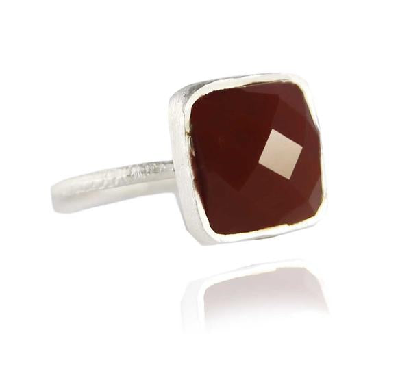 Capri Large Stackable Square Ring Carnelian