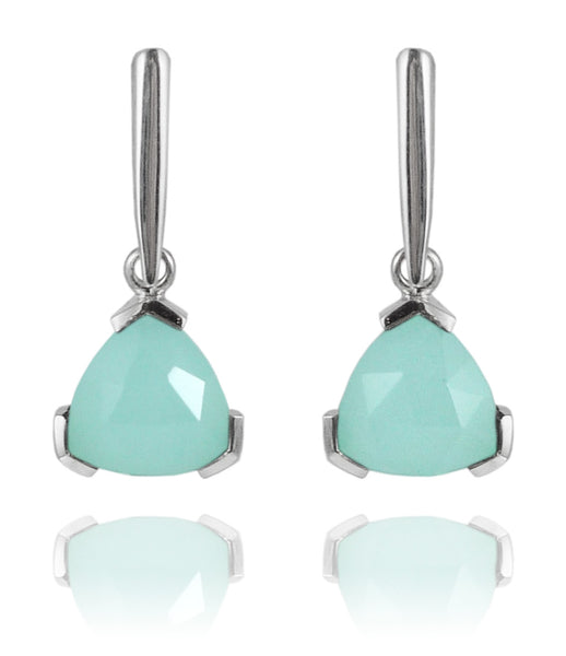 Capri Framed Triangle Earrings Aqua Chalcedony