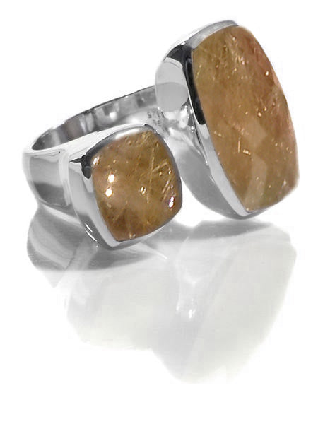 Two Stone Non-Connect Ring Golden Rutile Quartz
