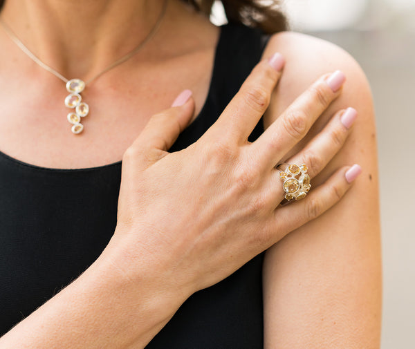 Eight Stone Free Style Bubble Ring Citrine