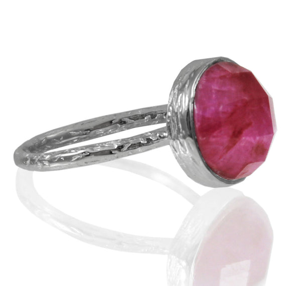 Capri Medium Stackable Circle Ring Rough Cut Ruby