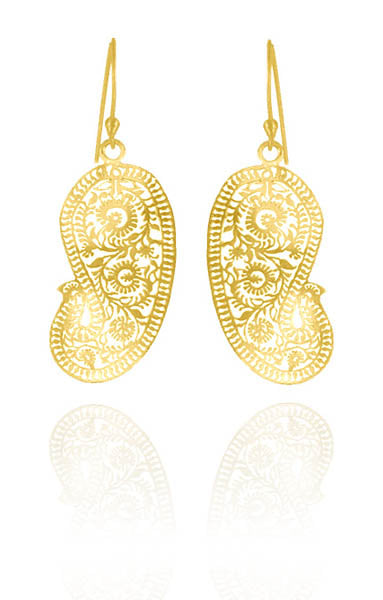 18K Gold Plated Small Matte Paisley Earrings