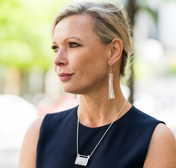 Rectangular Italian Stone Pendant Smokey Quartz