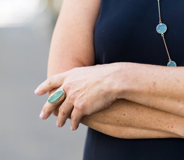Colosseum Cocktail Ring Aqua Chalcedony