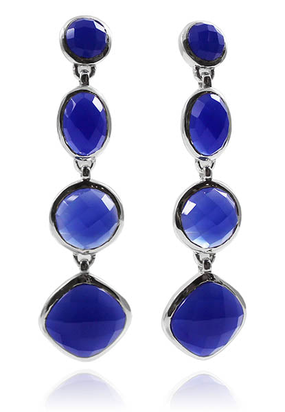 Four Geometric Drop Earring Blue Chalcedony