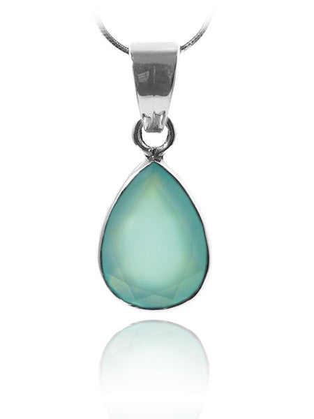 Tear Drop Pendant Aqua Chalcedony