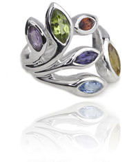 Multi Stone Leaf Ring