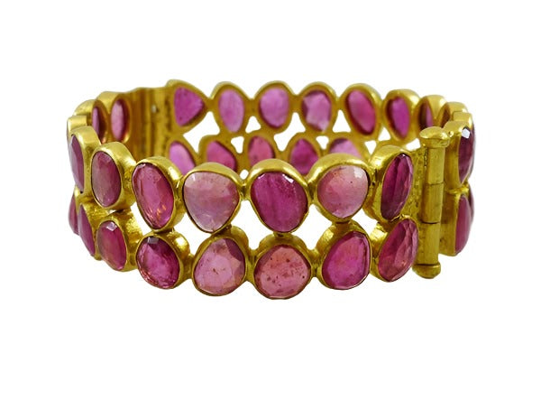 Rough Cut Ruby Double Bangle