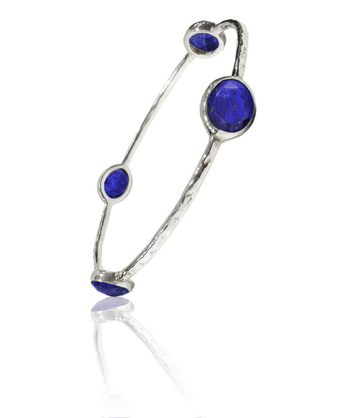 Four Oval Jaipuri Stone Bangle Lapis Lazuli
